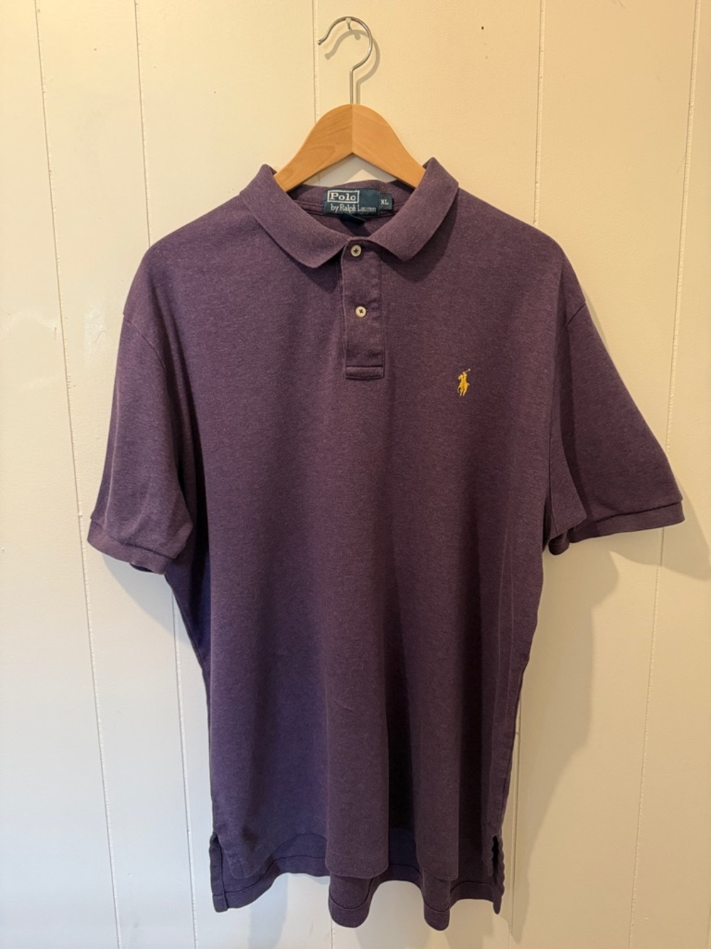 Polo by Ralph Lauren Purple Short-Sleeve Polo with Gold Pony Embroidery